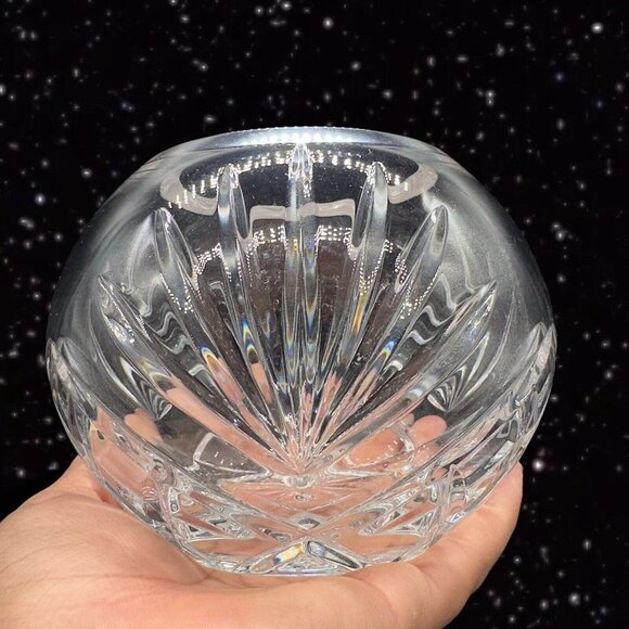 Wedgwood Clear Crystal Glass Rose Bowl Hand Made In England Decorated Marked 4”T - Picture 5 of 11